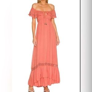 NWT Free People Moonlight Ocean Maxi Dress in Coral XL